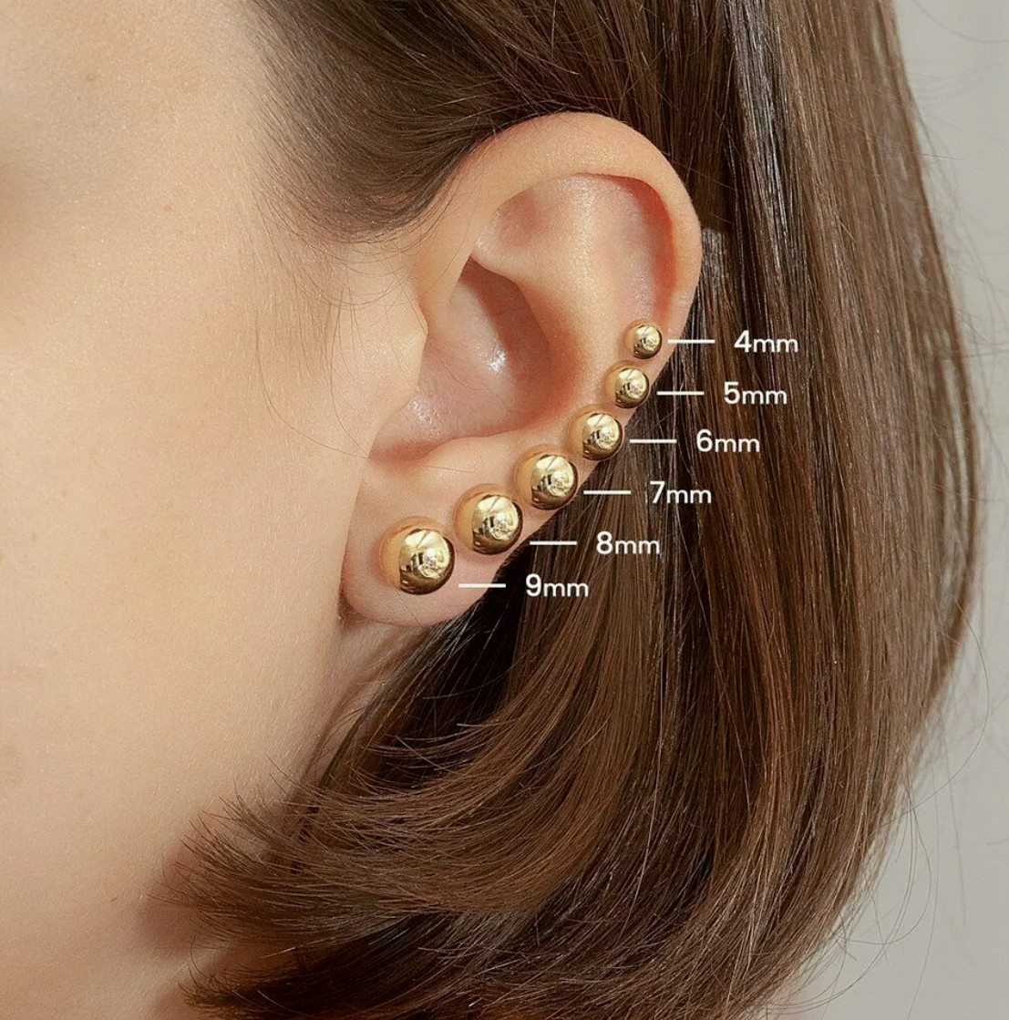 Ball Stud Earrings Pair 14k Gold Plated
