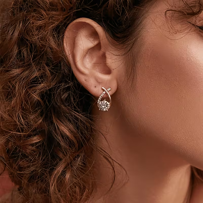 18K Gold Plated Hoop Earrings Women Crystal Drop Dangle Elegant Fashion Jewelry