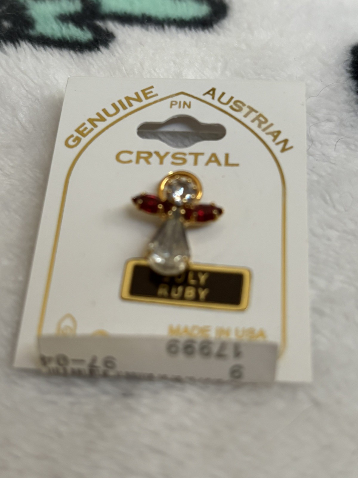 ROMAN INC Angel Pin Brooch July Birthstone Ruby