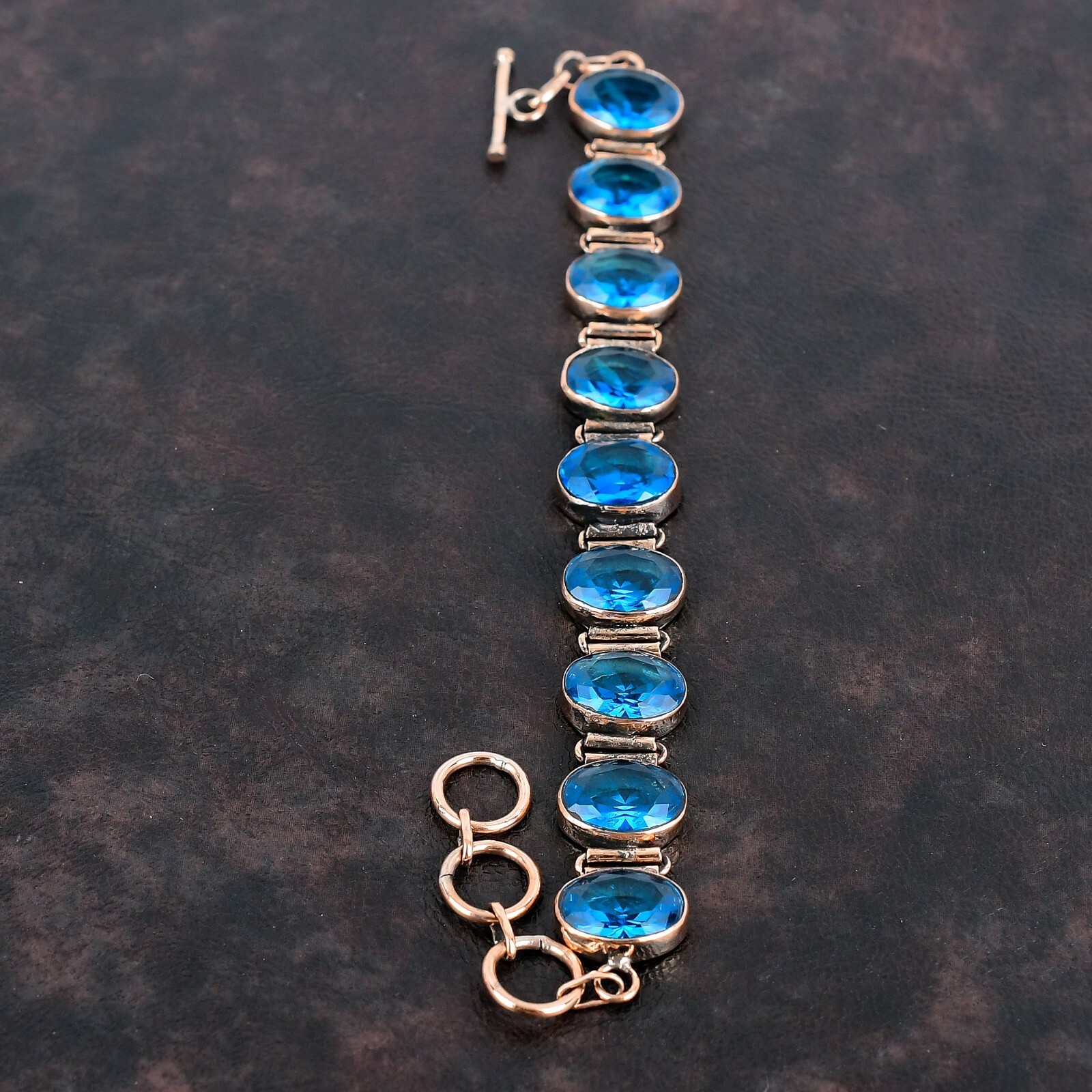 Christmas Sale Copper Swiss Blue Topaz Gemstone Mother Trendy Bracelet Jewelry