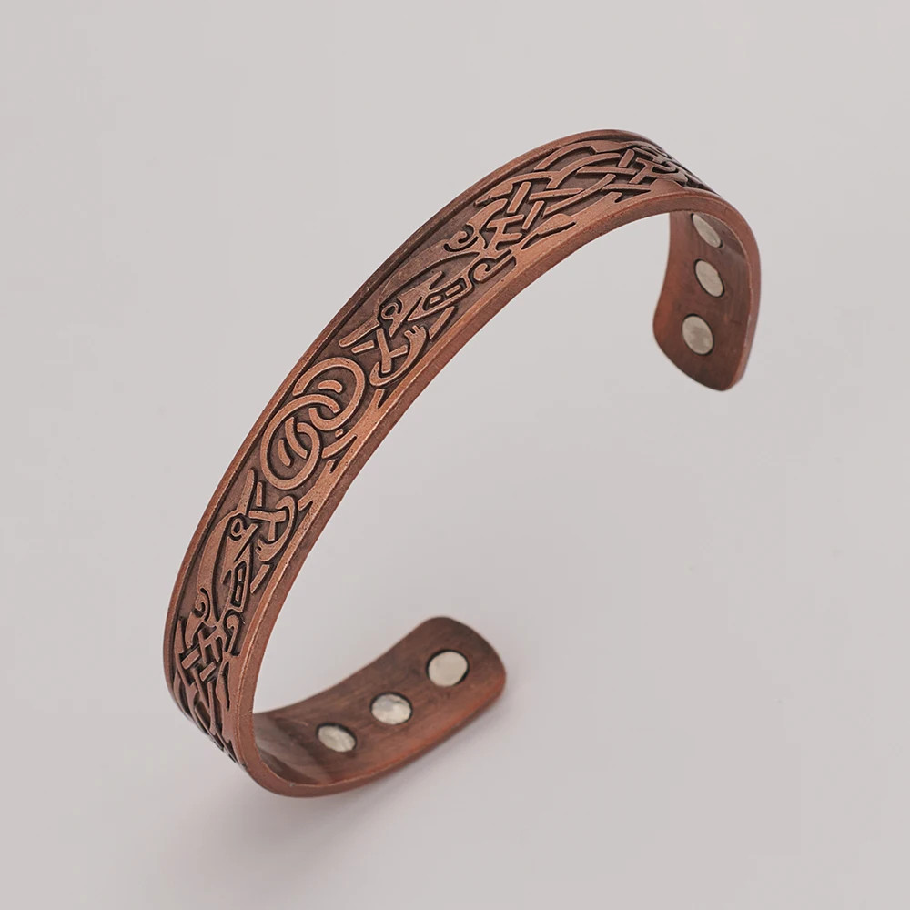 European and American Copper Vintage Simple Double Ring Pattern Magnet Energy