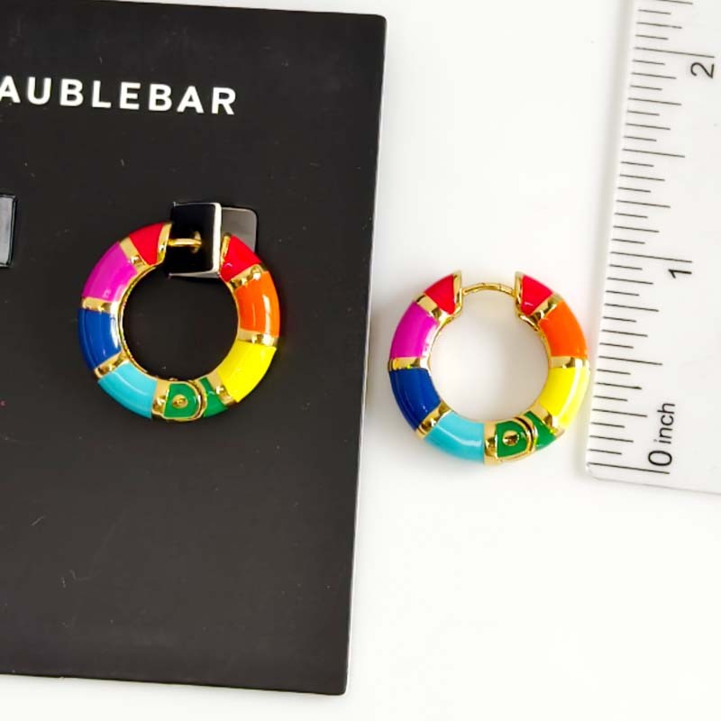 New 25mm Baublebar Enamel Hoop Earrings Gift Chic Women Party Vacation Jewelry
