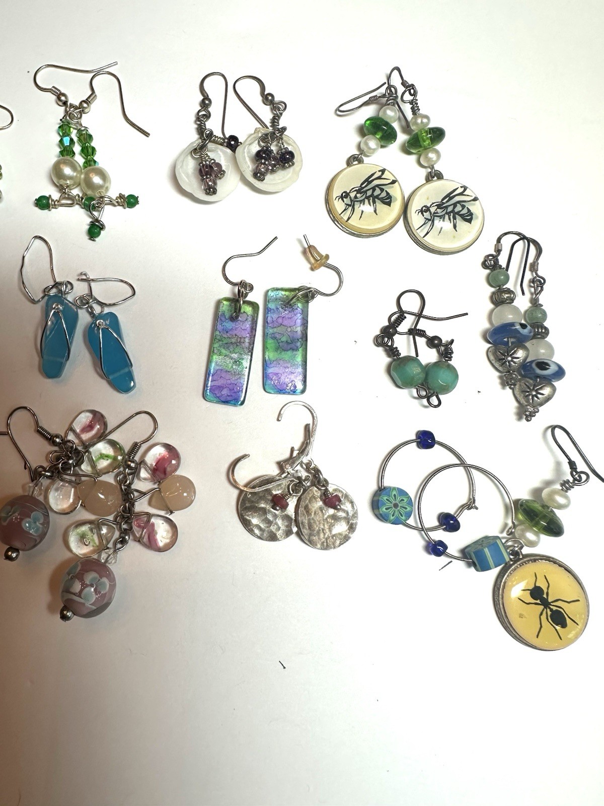 LOT 16 Pair Beaded Whimsical Colorful Pierced Earrings Dangle