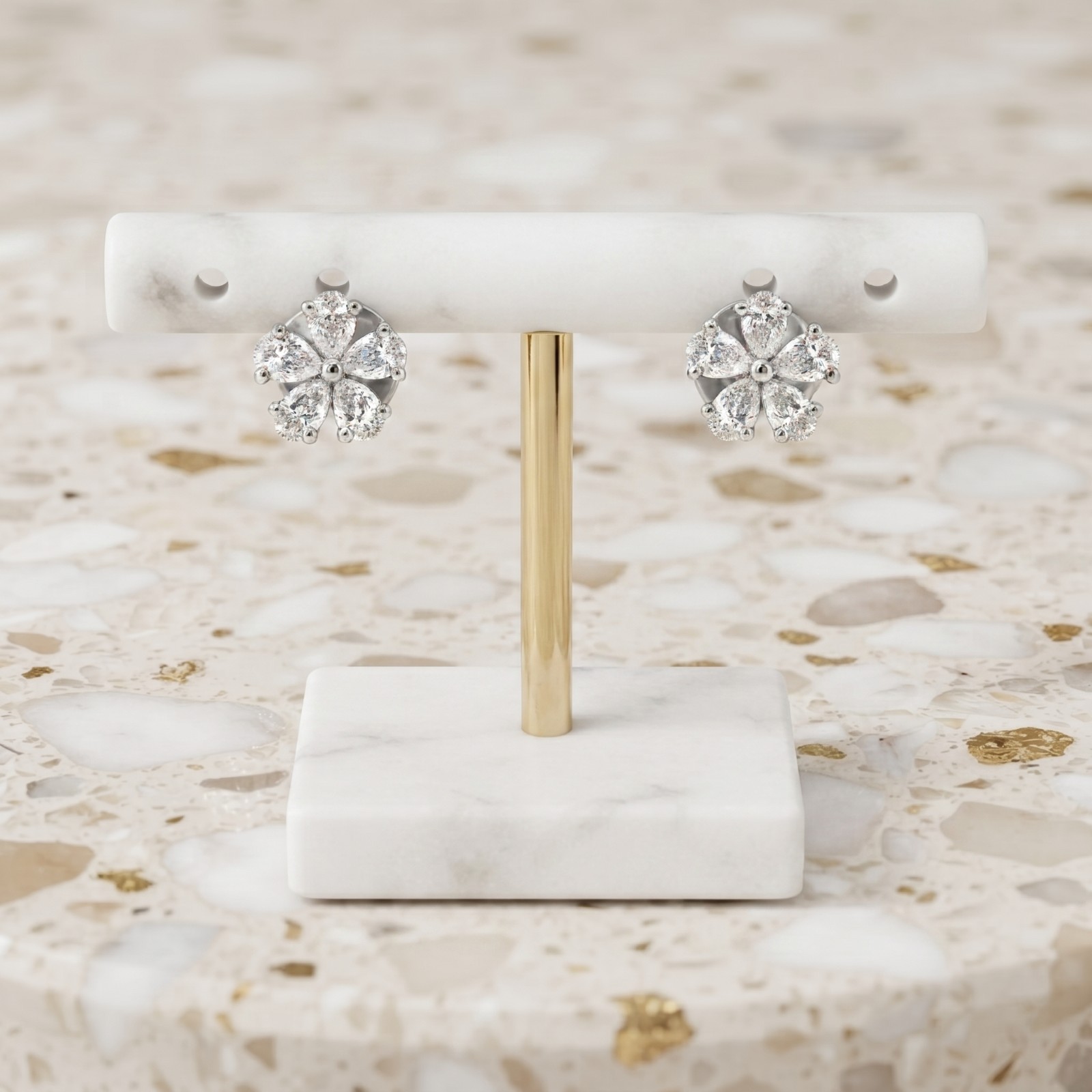 2.00 Ct Pear Cut Natural Diamond 18K Solid White Gold Birthday Gift Stud