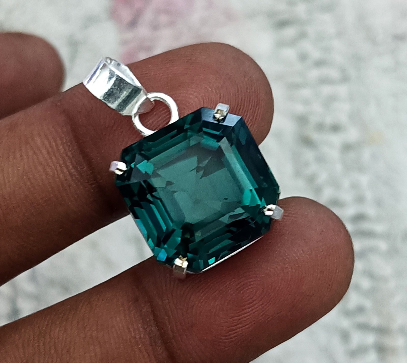 Certified 37.75Ct Natural Paraiba Tourmaline 925 Silver Pendant With SliverChain