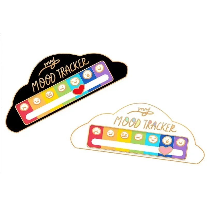 1pcs Funny Social Battery Slider Pin – 7-Mood Expression Badge, Interactive Pin