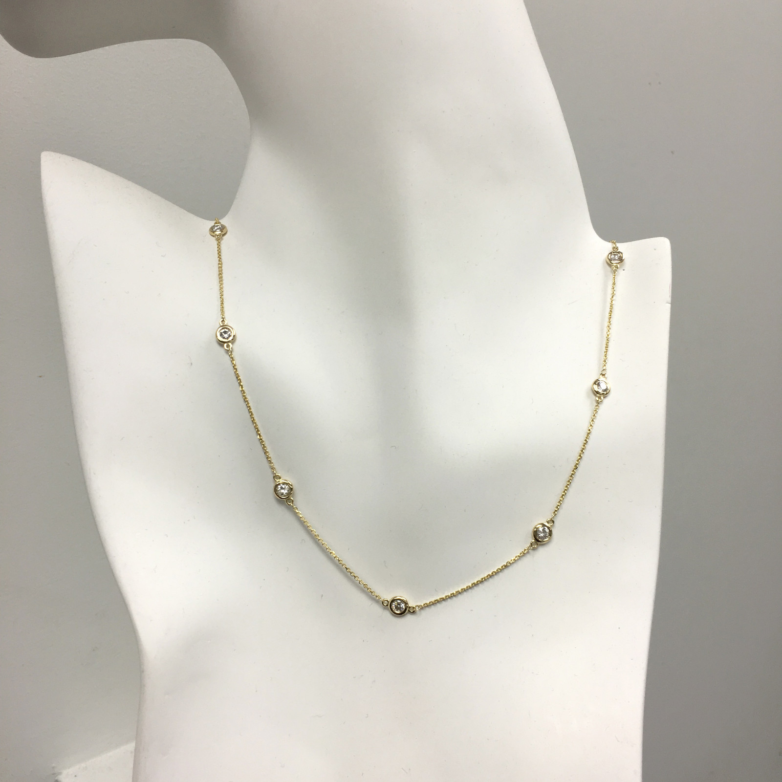 2 TCW 10 Station Necklace Diamonds By The Yard 100% Pure 14k Solid Gold E VVS1