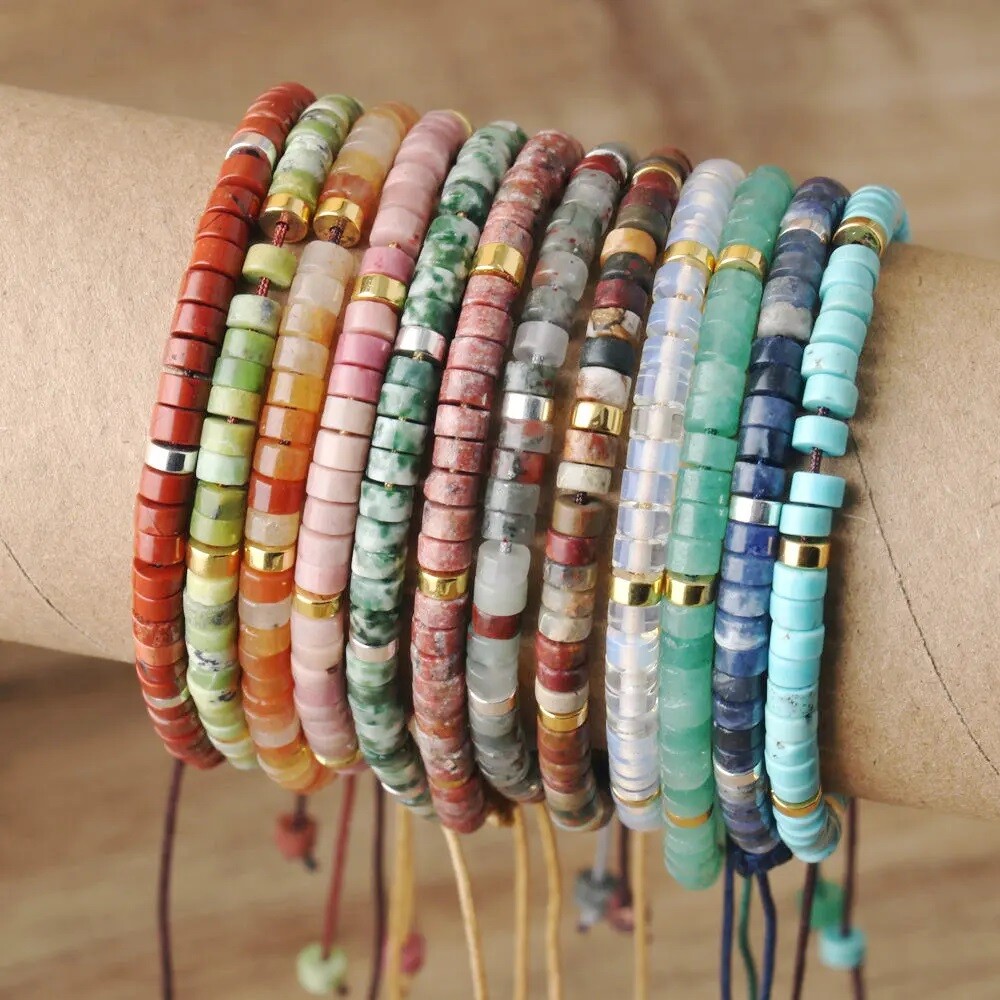 Natural Crystal Stone Bracelet Gemstone Beaded Dainty Healing Bracelet Handmade