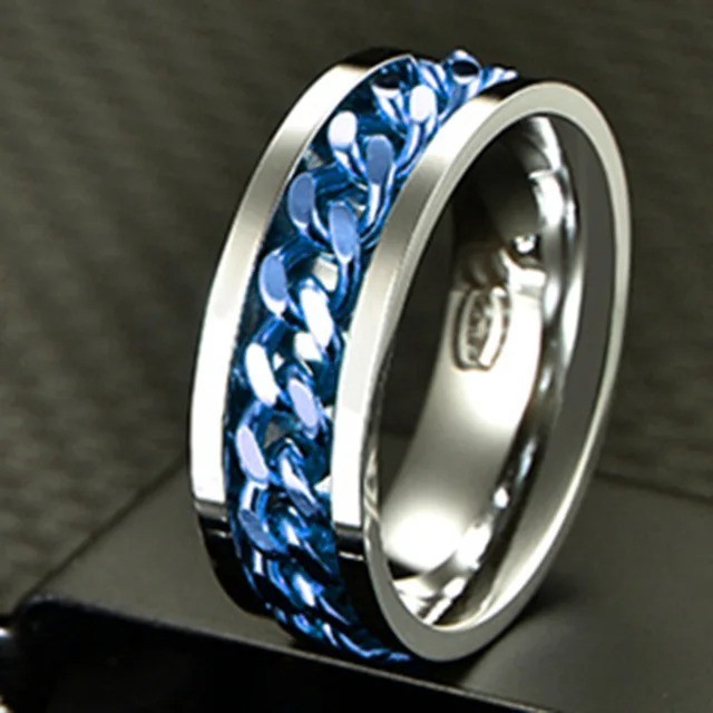 Stainless Steel Multicolor Rotating Spinner Round Chain Ring Unisex, Women, Men