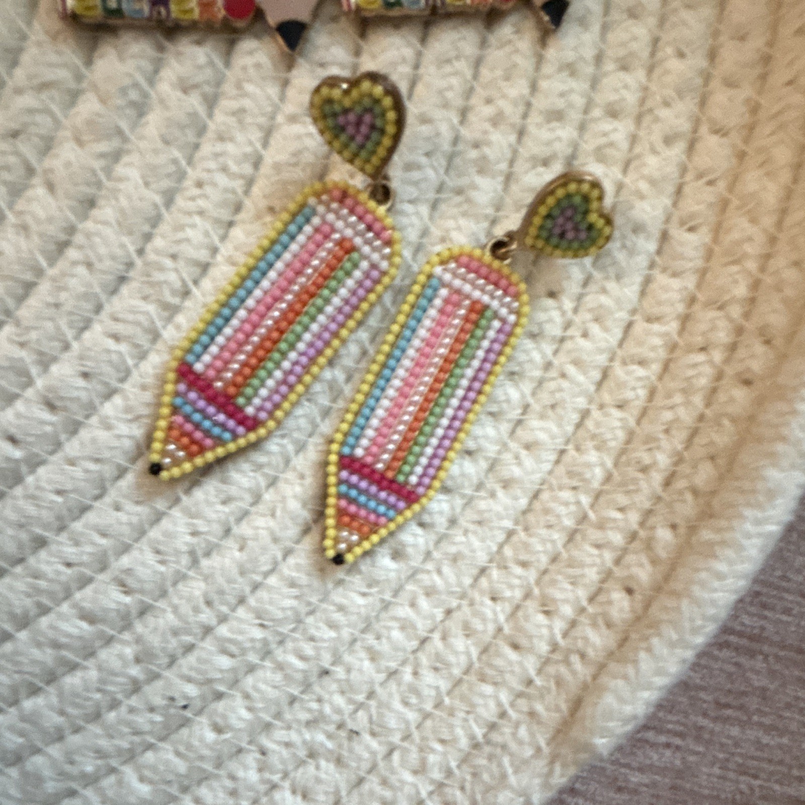 Teacher Rainbow Heart Dangle/Drop Earrings, Multicolor, Nickel-Free