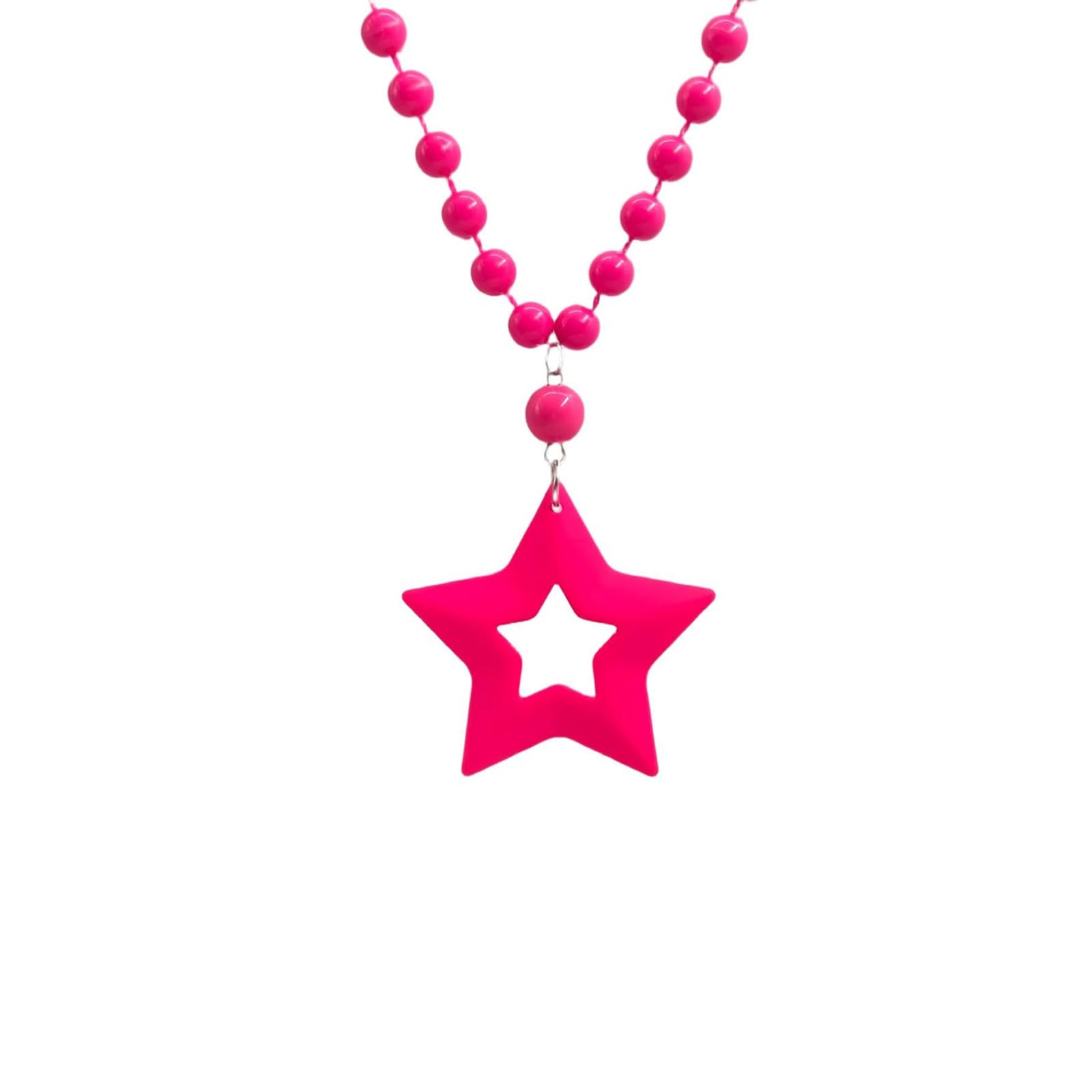 Star Neon Necklace Vintage 70s 80s Neon Star Necklace Geometric Star Shaped C…