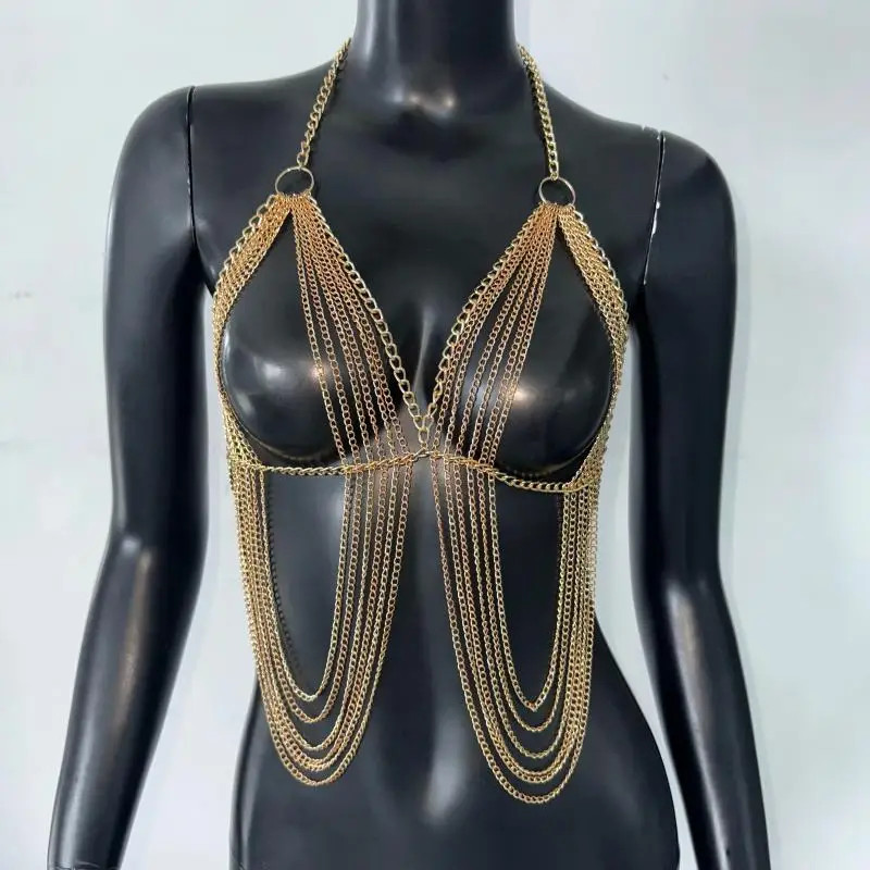 Body Chain White Pearl Suspender Silver Chain Top Metal Layered pearl