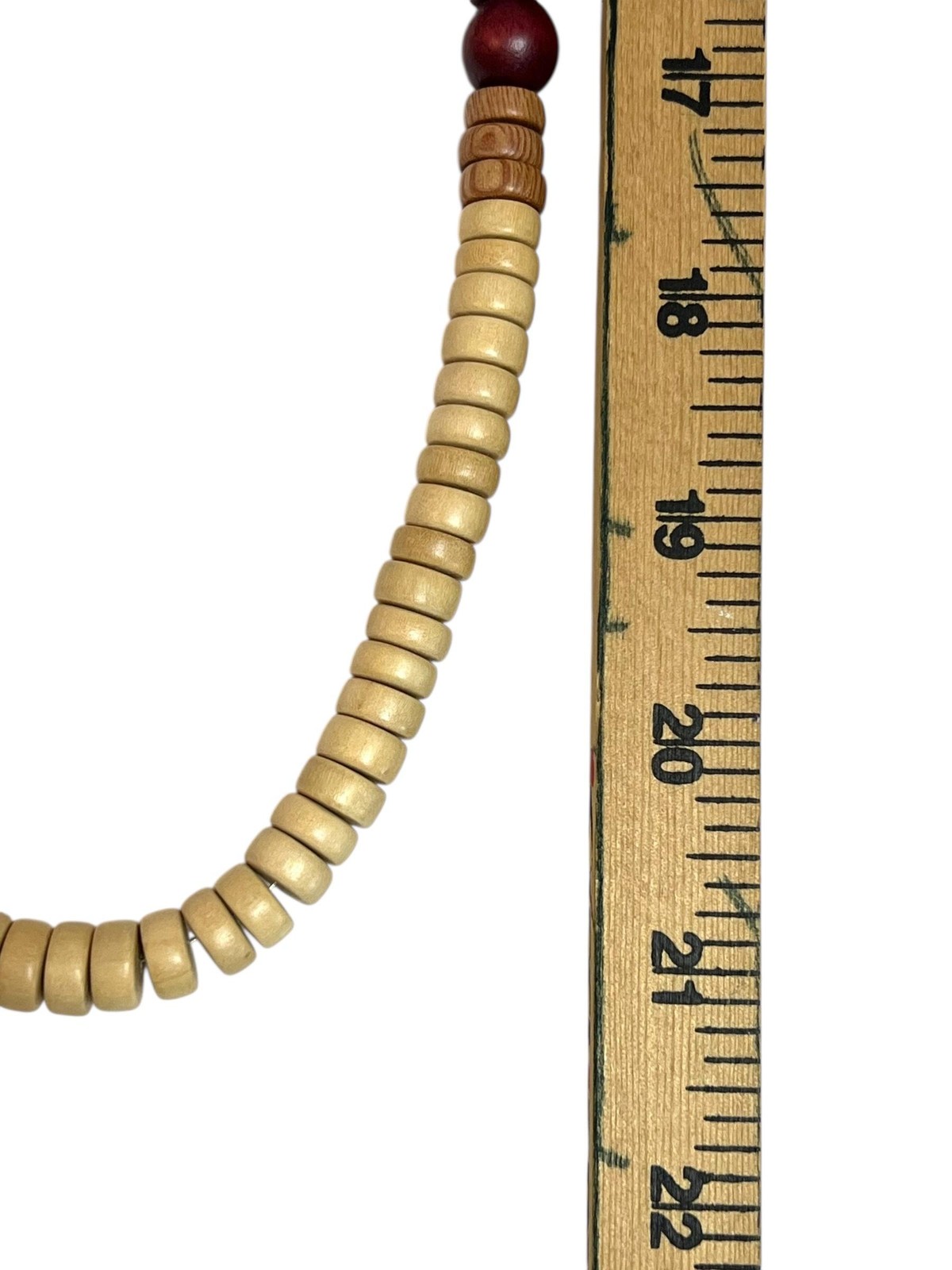 INK+ALLOY Long Beaded Necklace Women Boho Wood Heishi Bar Statement Pendant