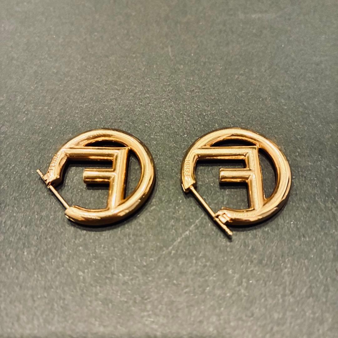 FENDI F Is Fendi Hoop Earrings Logo Gold Tone Pair Women’s Accessories Italy