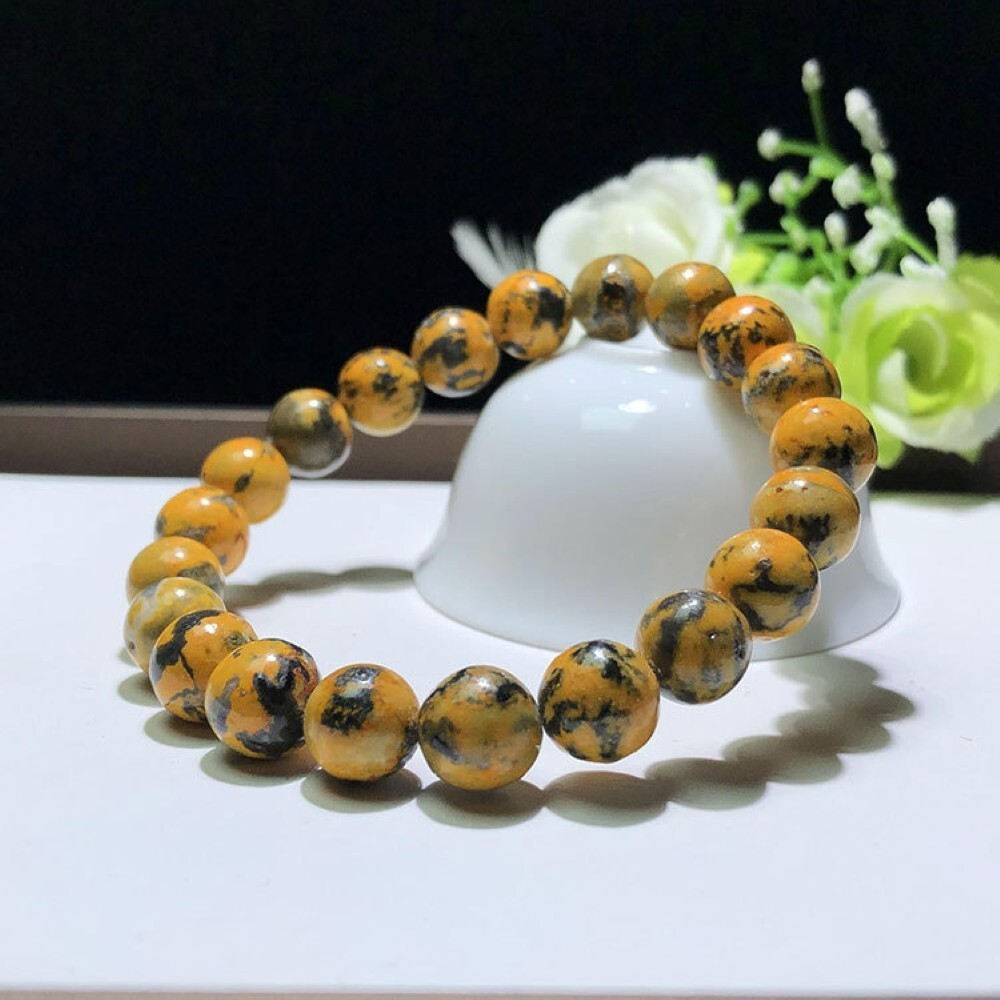 Bumblebee Jasper Beads Bracelet Handmade Stretch Bracelet Casual Crystal Jewelry