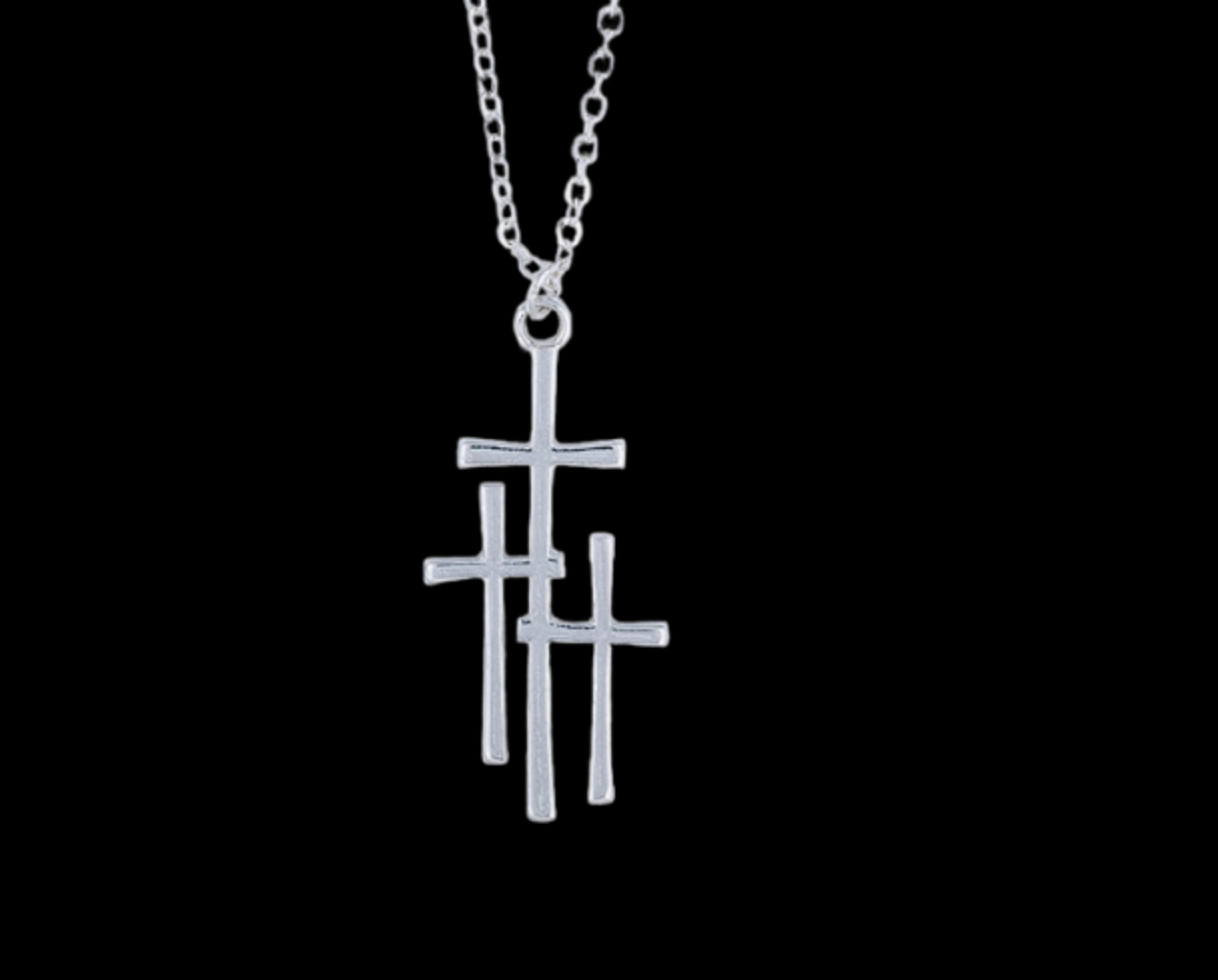 Three Crosses Pendant Necklace White Gold NEW LOWEST PRICE
