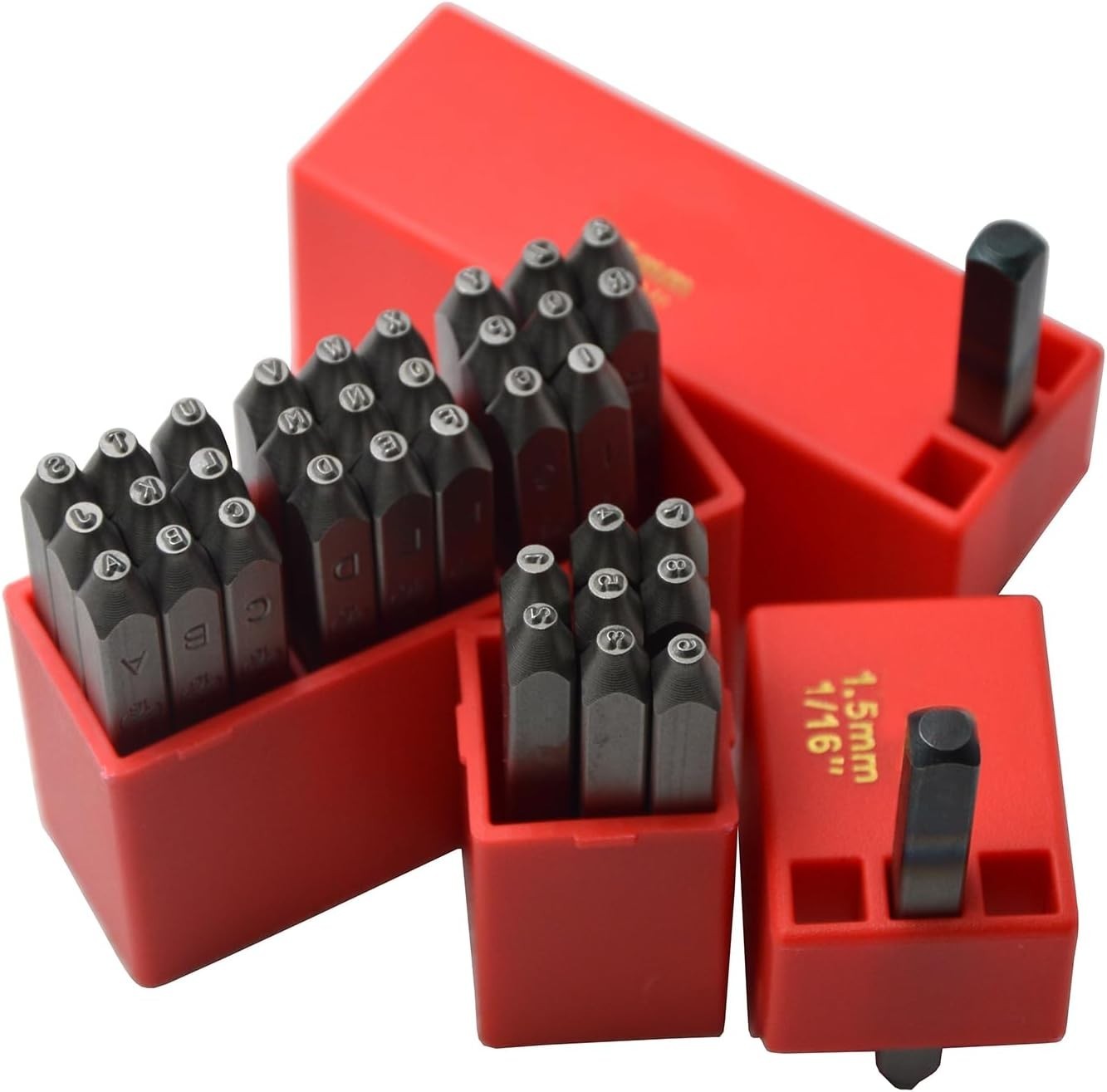 Steel Stamp Uppercase Letters Number 1/16 1.5mm Kit