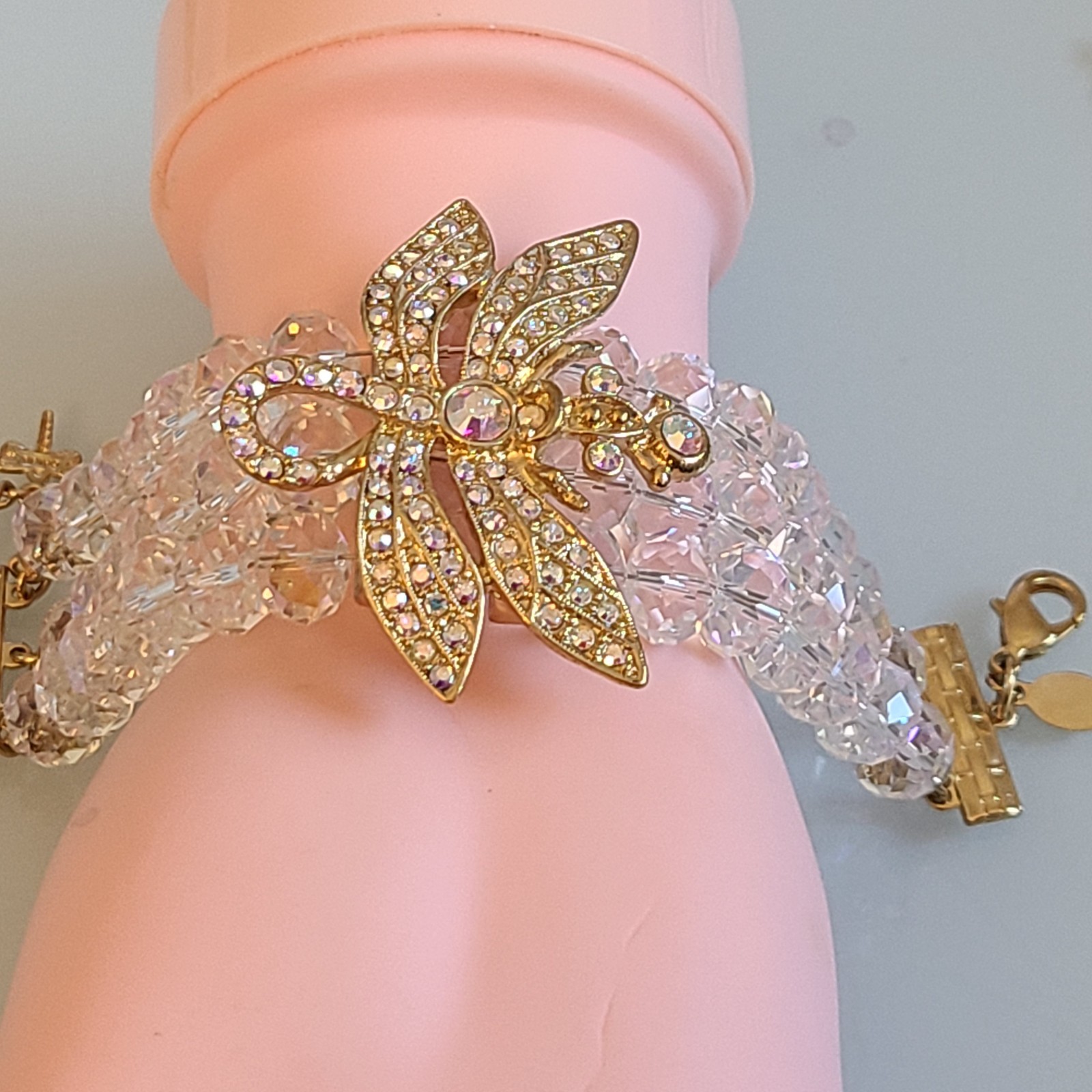 SALE Kirks Folly Dragonfly Desire 3 Strand Crystal Bracelet CLEAR AB’S 9 IN WOW
