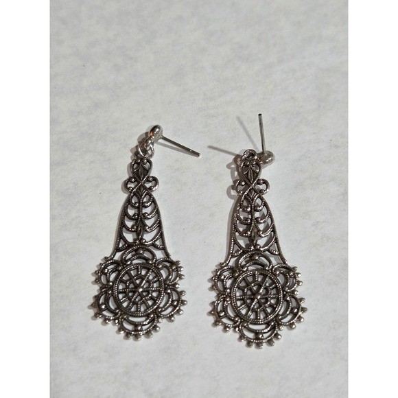 Lot of 5 Silver Tone Earrings Various Eras