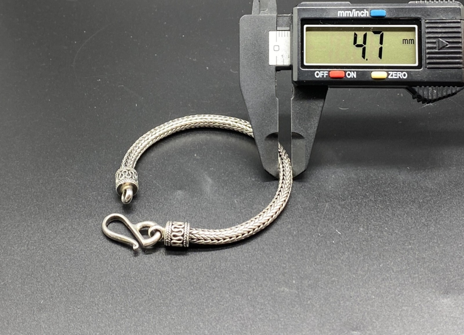 BA-Sterling Silver Bali Style Foxtail Spiga Wheat Hook Bracelet