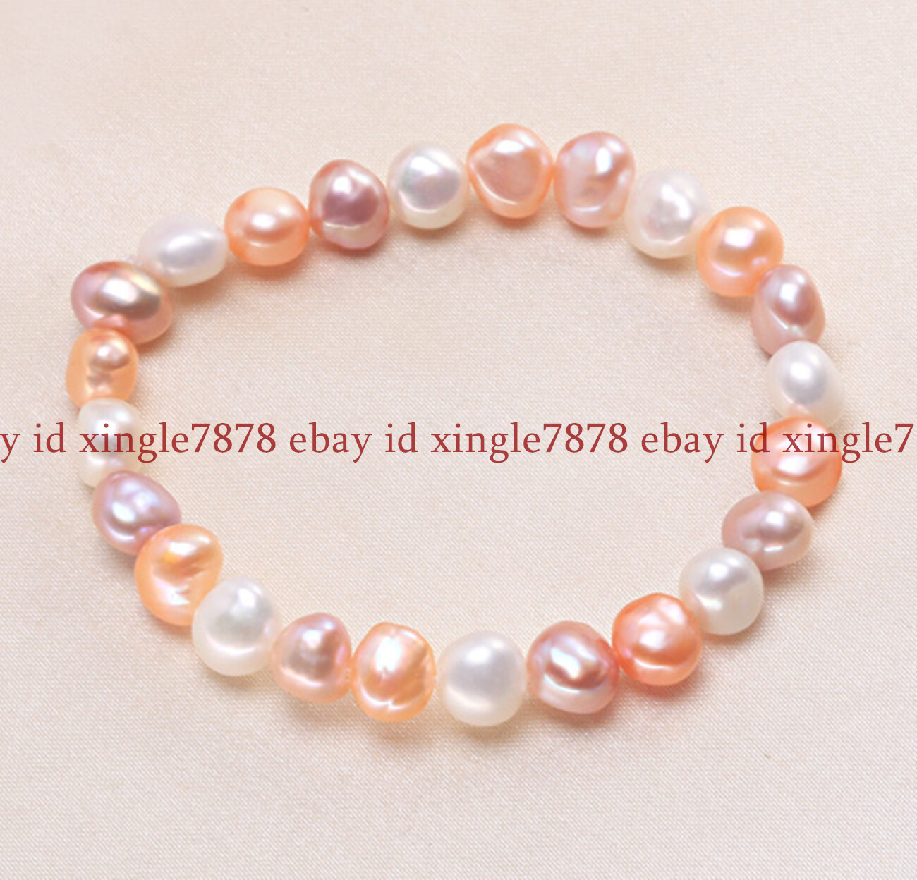 Genuine 8-9mm Natural Multicolor Freshwater Baroque Pearl Stretchy Bracelet 7.5″