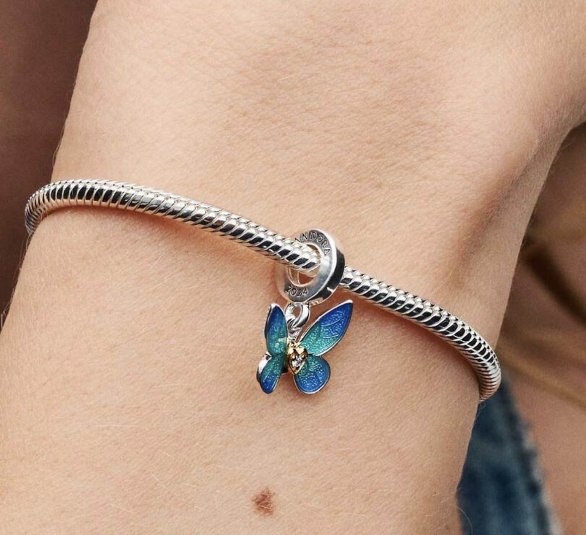 Pandora Club 2024 Butterfly Dangle Charm w/Lab grown Diamond #763082C01 *RETIRED
