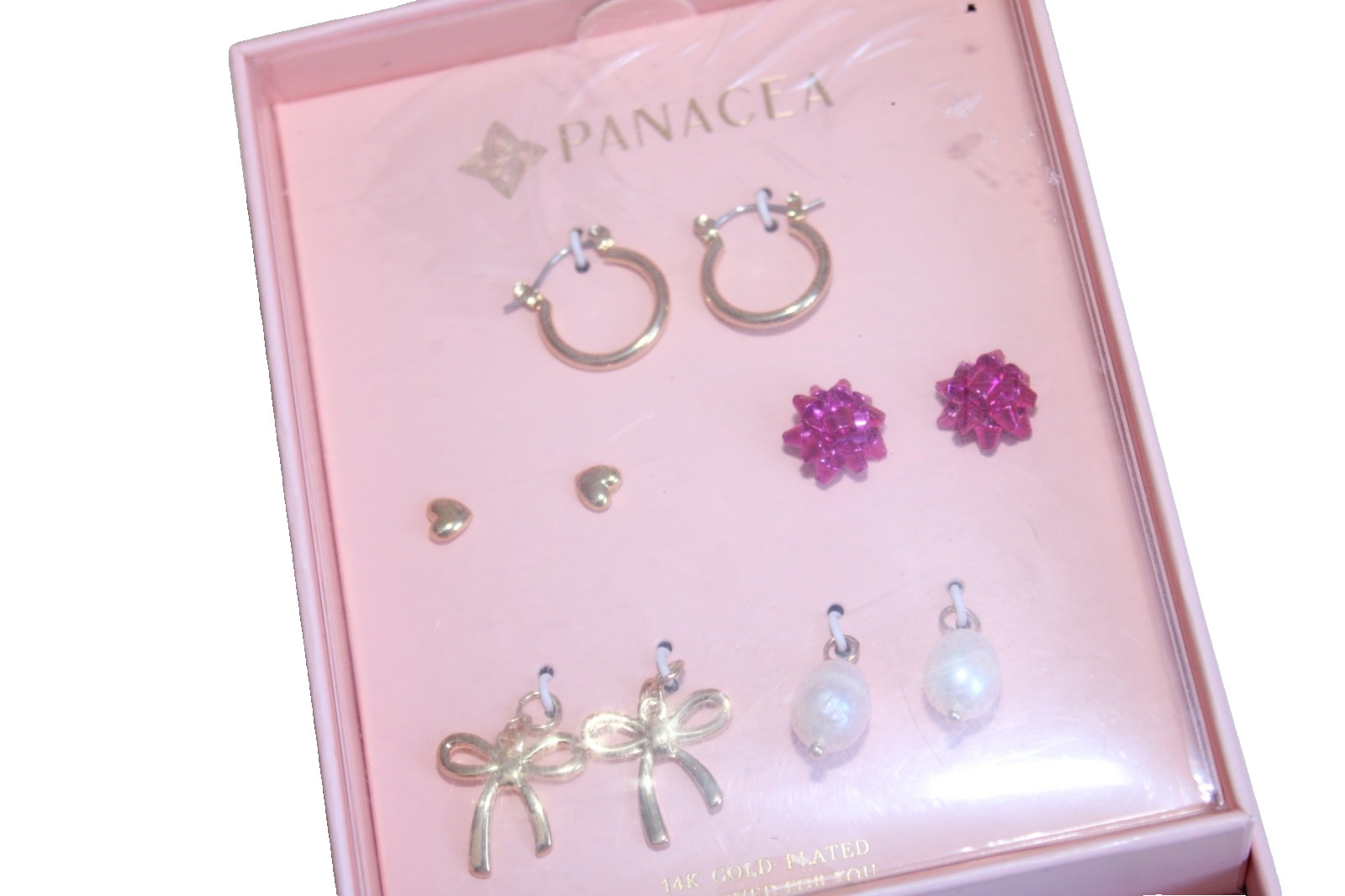 Panacea Earrings gold tone party set hoops heart stud pearls post ladies new R