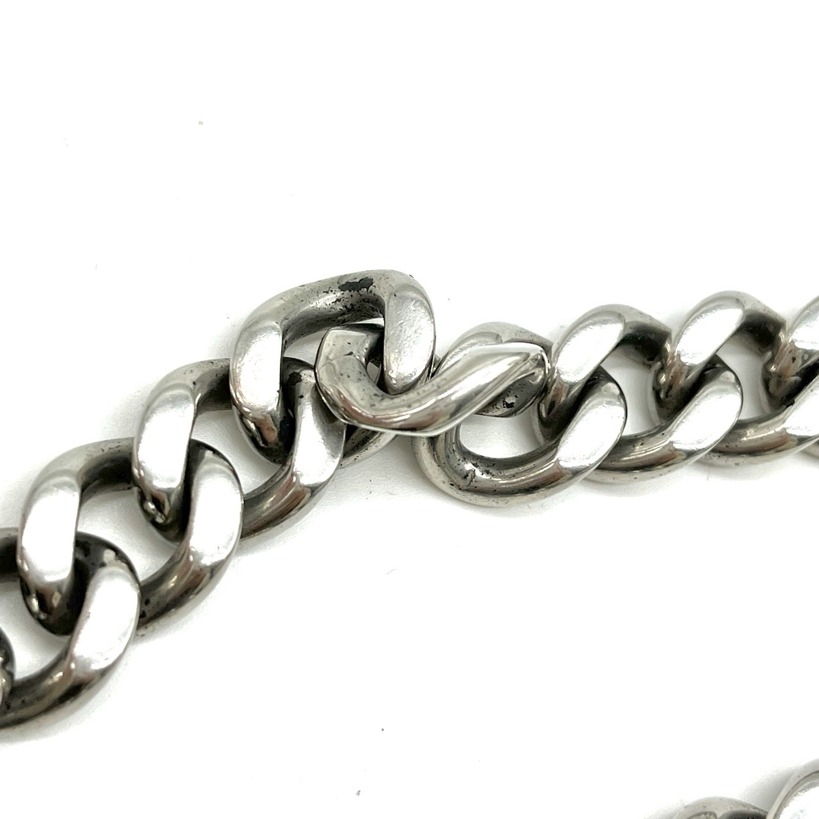 Auth Fendi FF Logo Curb Chain Necklace Men’s 50cm – Palladium Plated 2Y3097