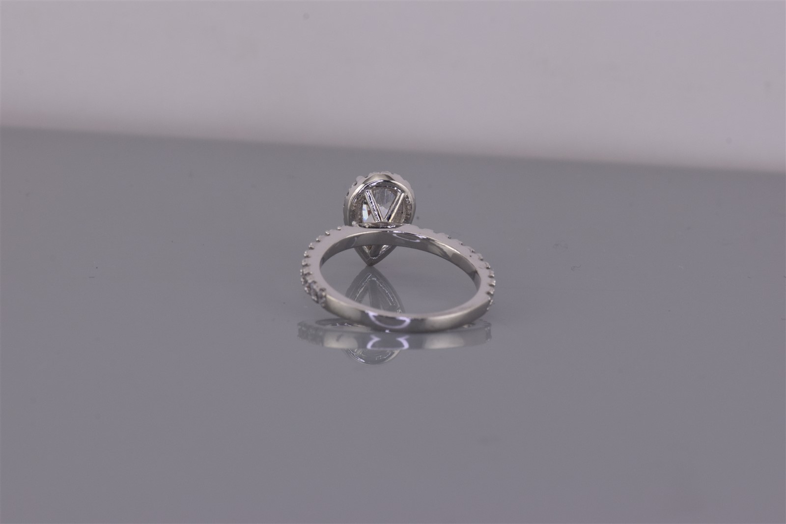Sterling Silver Pear Cut Cubic Zirconia Halo Accented Band Ring 925 Sz: 6