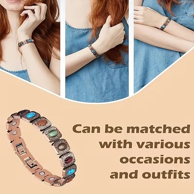 3500 Gauss Magnetic Copper Bracelet Colorful Heart for Women Pain Relief – USA
