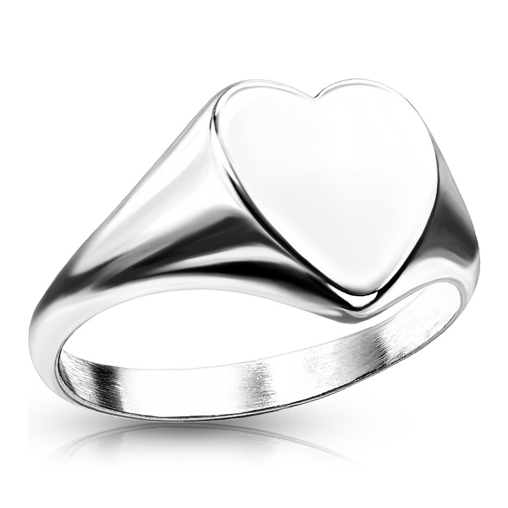High Polish Flat Heart Top Over Ring – Stainless Steel Plated Heart Ring