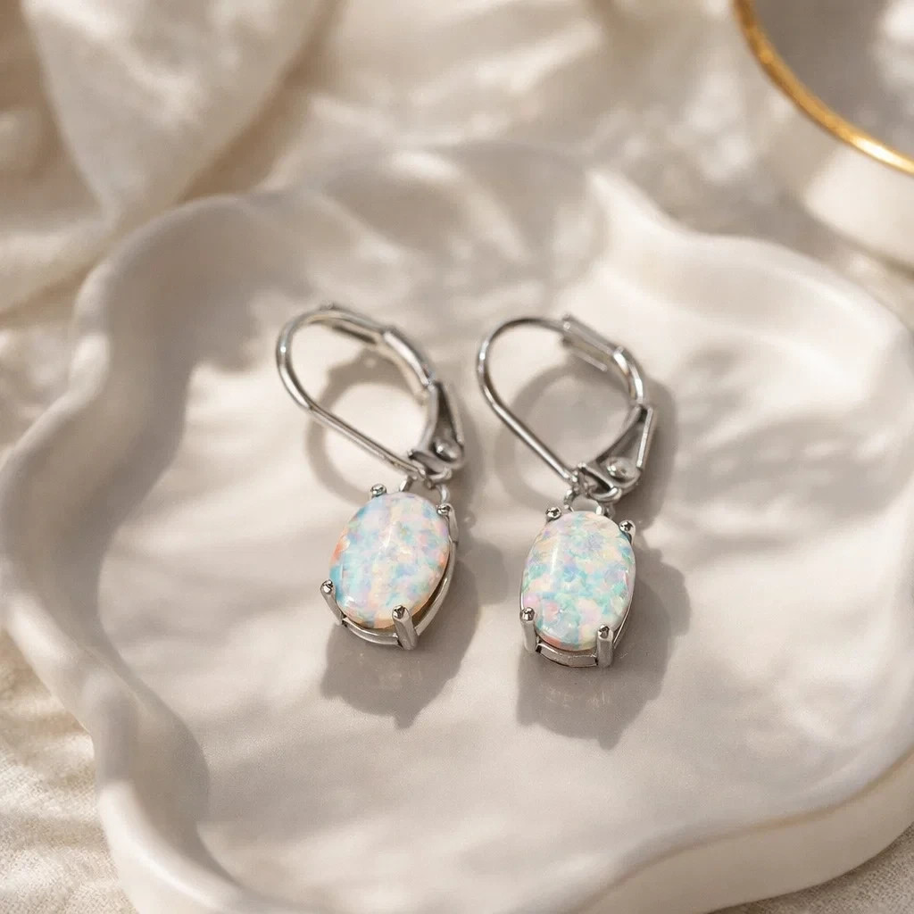 Opal Drop Earrings Natural Stone Handmade Trendy Crystal Earrings for Women