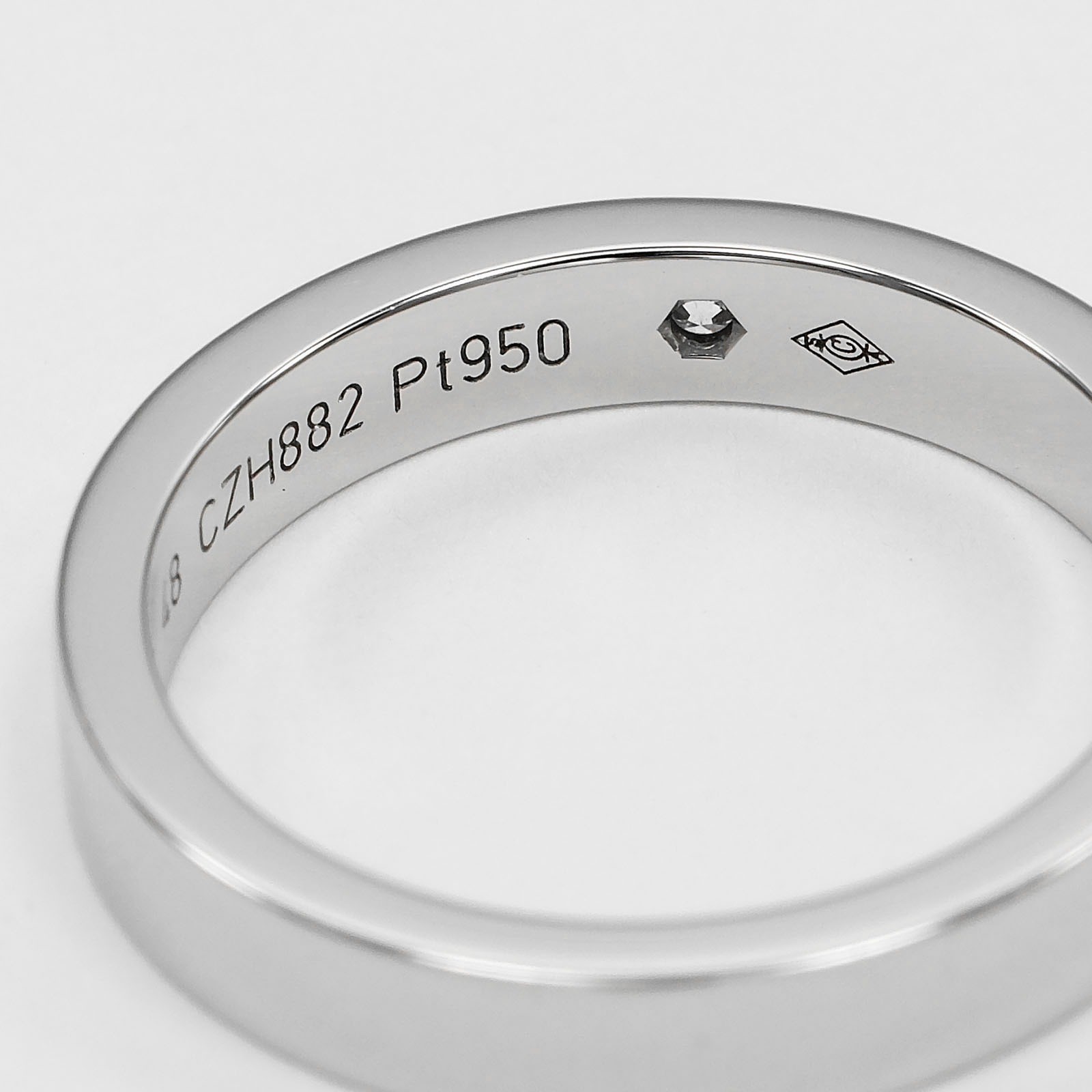 CARTIER C de Cartier engraved Ring Pt950Platinum/diamond #4.5(US Size) 4.8…