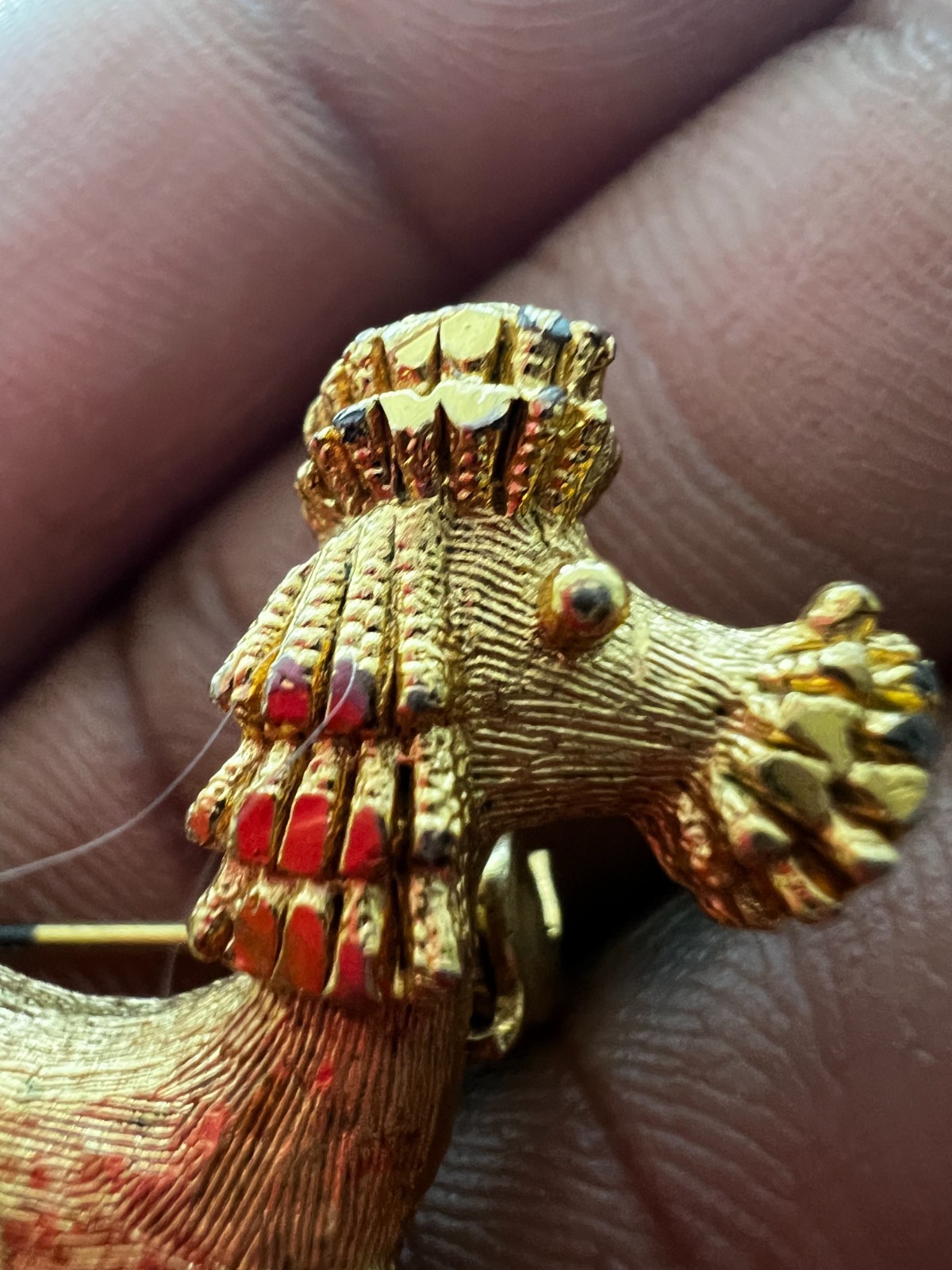 Vintage Mamselle Gold Tone Poodle Dog Brooch Pin Signed Textured Figural Cute