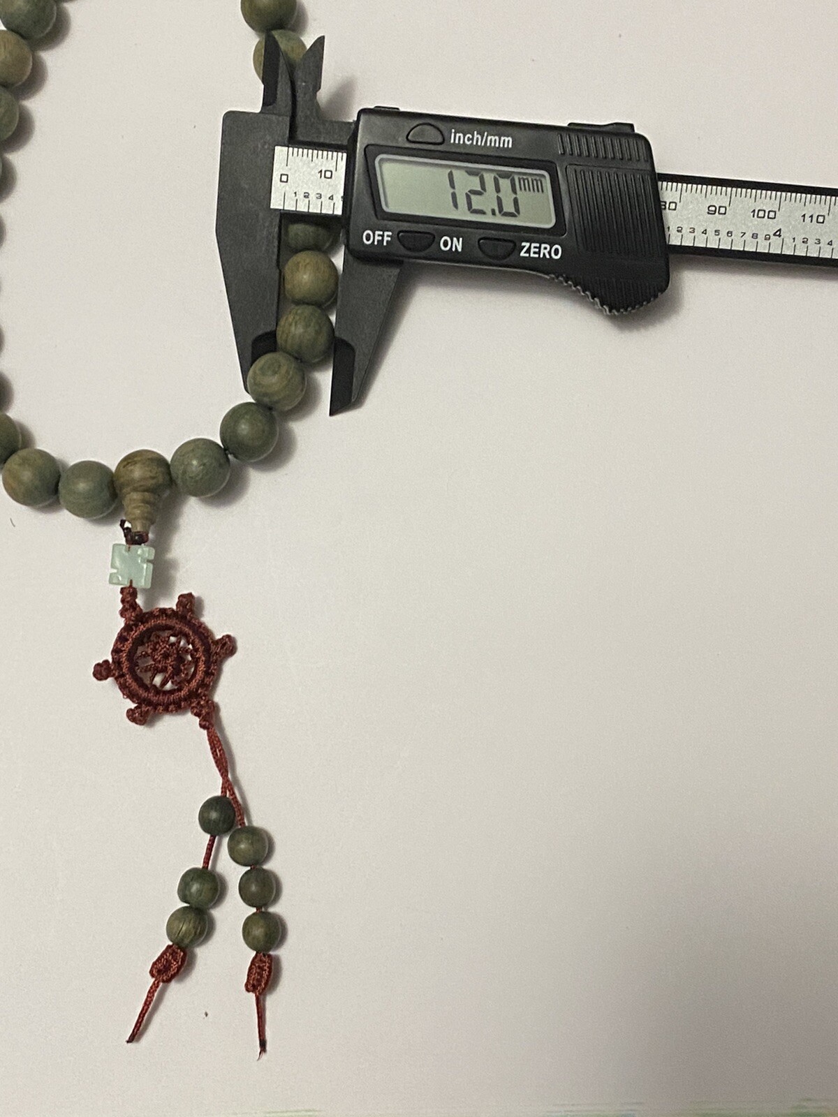 Long car hanging Buddha bead grey green, 108 pieces, 12.0mm, 长款车挂佛珠灰绿色108颗/260