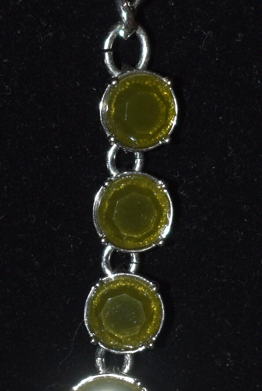 TALBOTS Cluster Floral Silver Tone Chain Statement Necklace Blue & Green 19″ B1