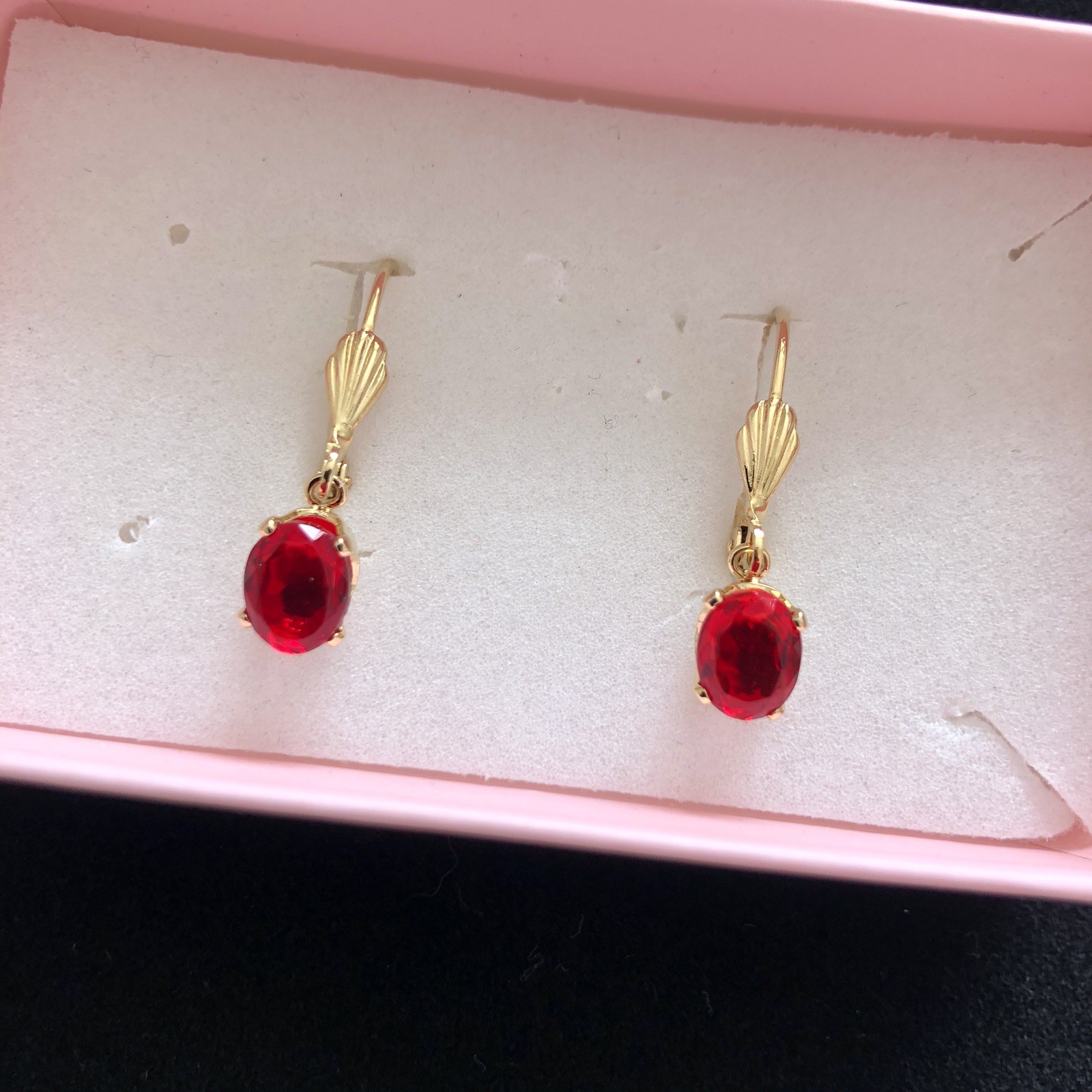 Gold Electroplated Red Earrings Ladies Smart Casual Everyday Gift Occasion