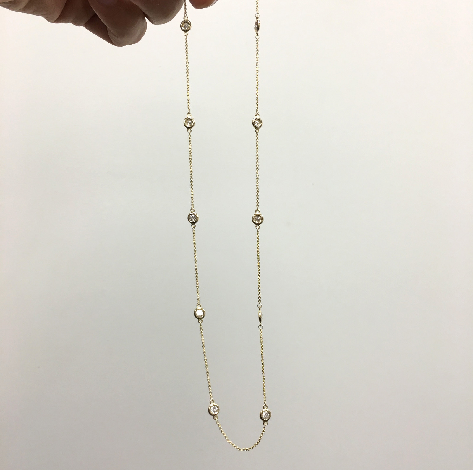 2 TCW 10 Station Necklace Diamonds By The Yard 100% Pure 14k Solid Gold E VVS1
