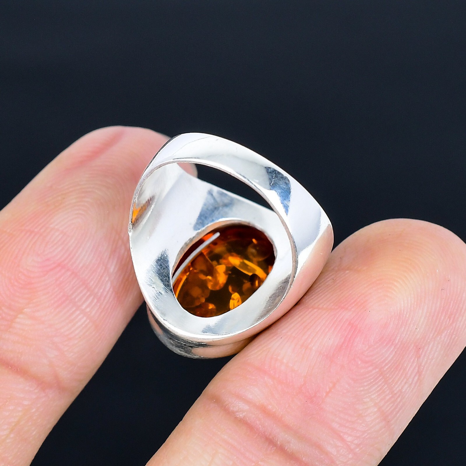 Baltic Amber Gemstone Handmade Man’s Ring Jewelry Gift For Her LG-1129