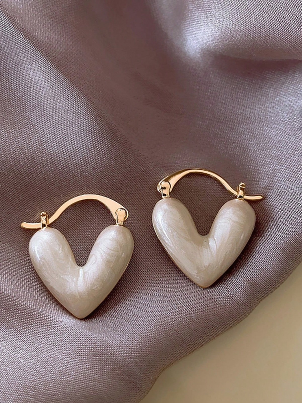 2024 Korean Women’s Heart Hoop Earrings Gold Plated Copper Jewelry Gift