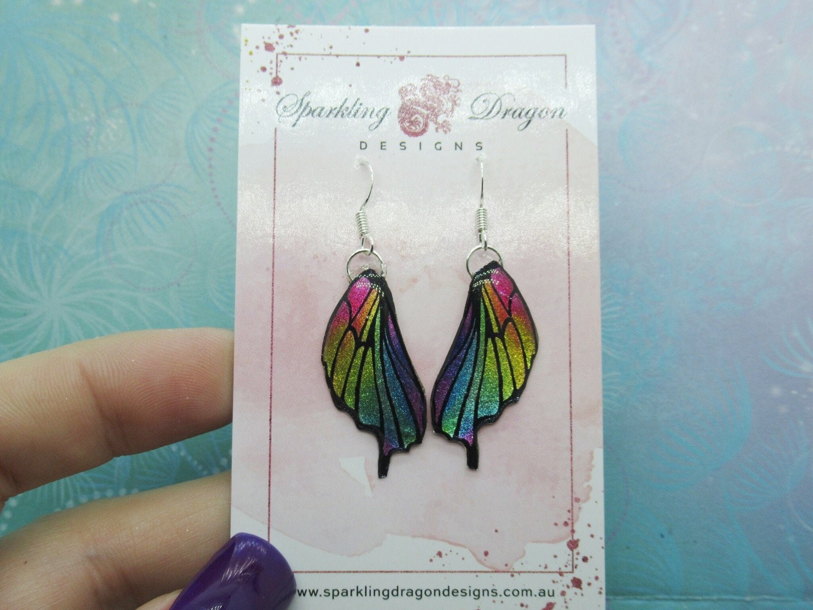 Butterfly Wing Rainbow Earrings with Point – Fairy Jewellery, Fun Gift for her