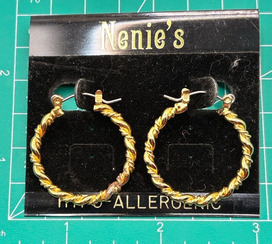 Hoop Earrings Lot Gold Tone Twisted Textured 8 Pair