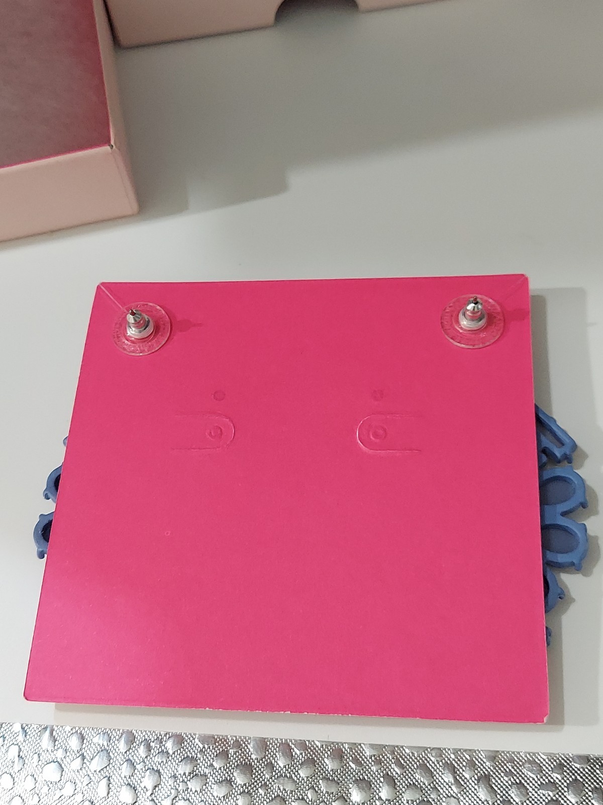 New In Box Stella and Dot Heck Yes Statement Dangle Drop Earrings Blue Lilac