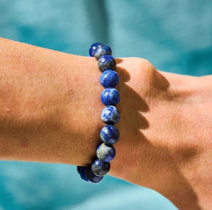 Natural Lapis Lazuli 8MM Beaded Stone Stretch Bracelet Men Jewelry Reiki Gifts