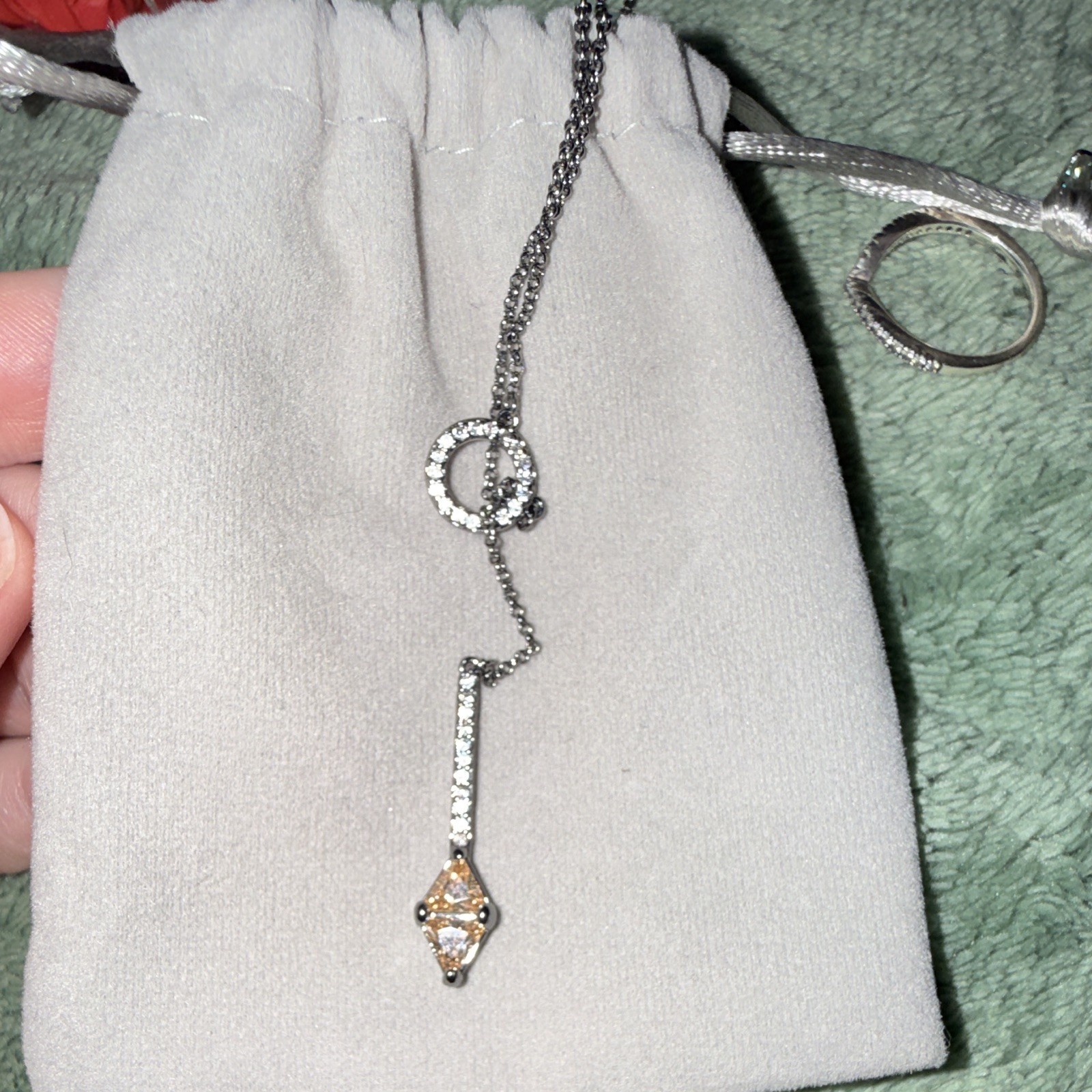 Bomb Party Drop of Gorgeous Smokey Topaz CZ Hematite Plated Necklace
