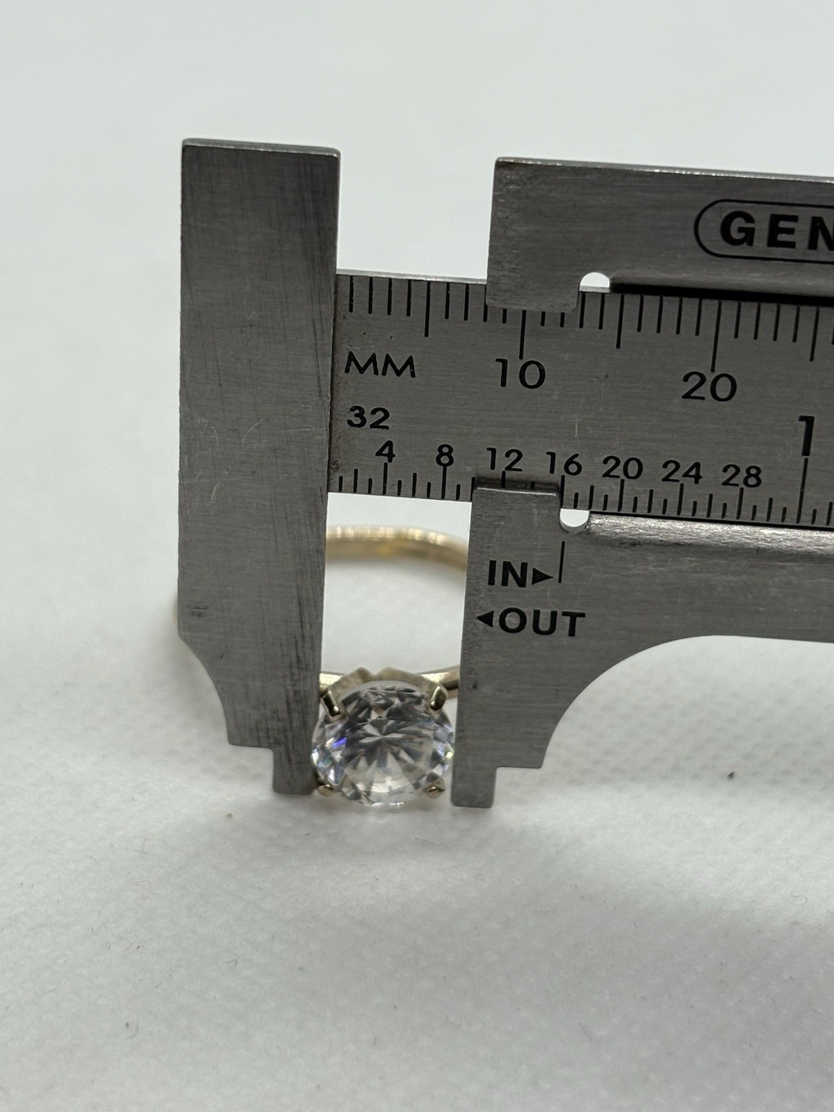 Vintage ESPO Simulated Diamond Ring 14K Gold Electro Plated Solitaire Size 10