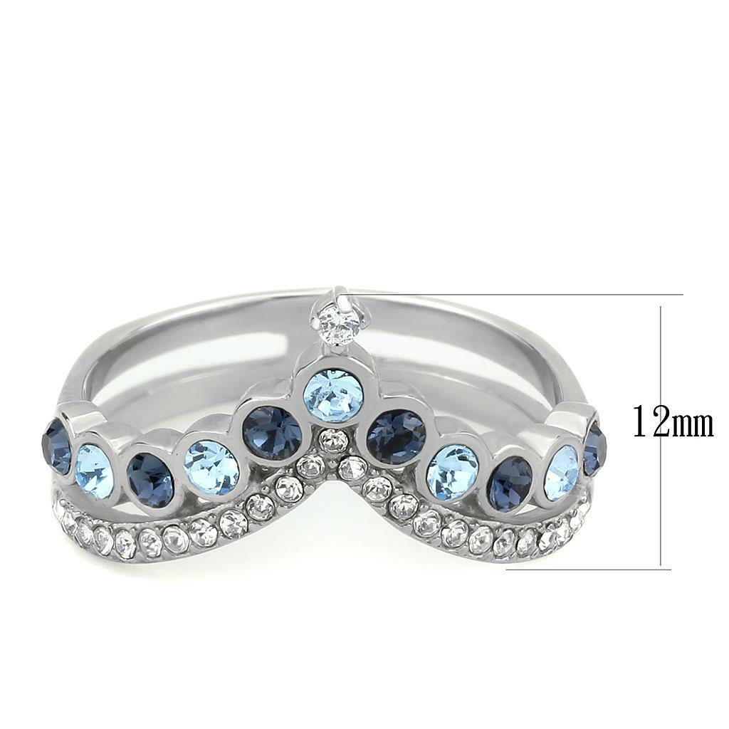 DA305 – No Plating Stainless Steel Ring with Top Grade Crystal in Multi Color