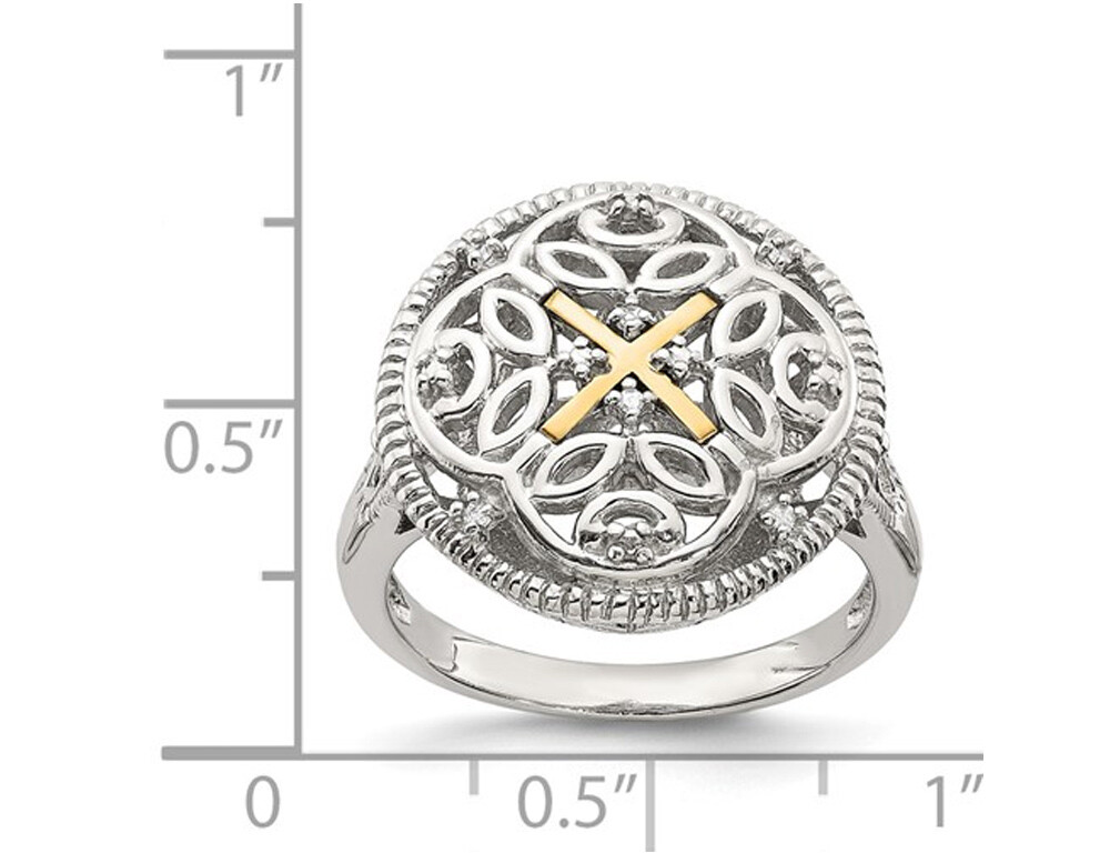 Sterling Silver Vintage X Ring with Diamond Accent