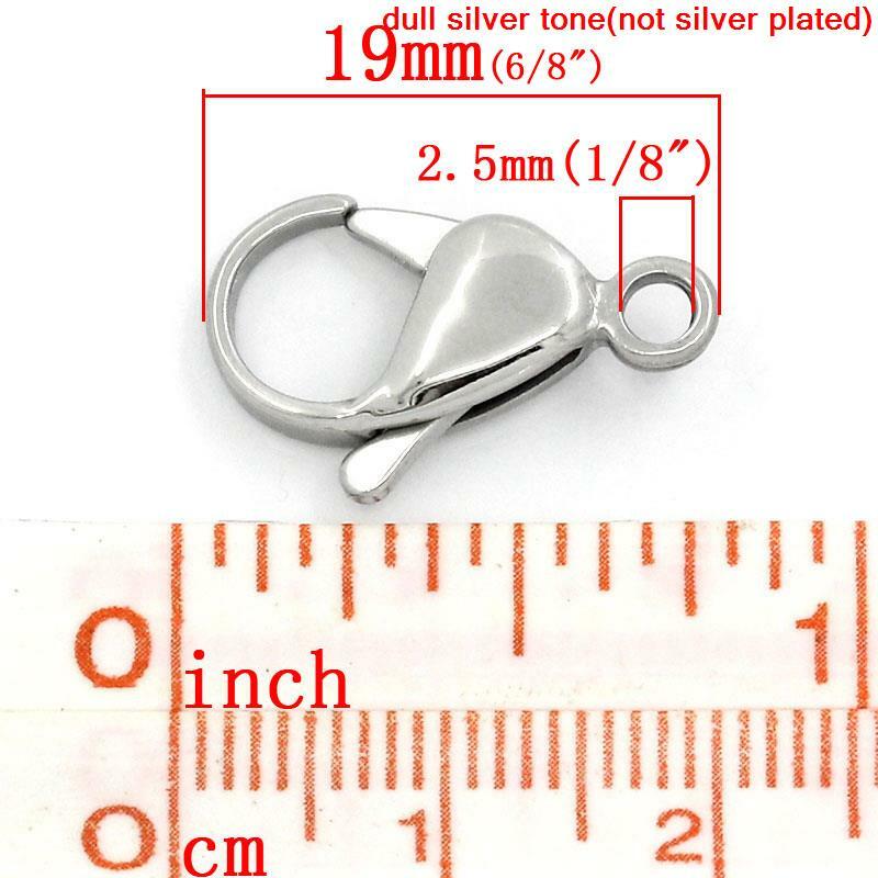 5 Pcs Stainless Steel Silver Tone Lobster Claw Clasp for Jewelry 19x12mm