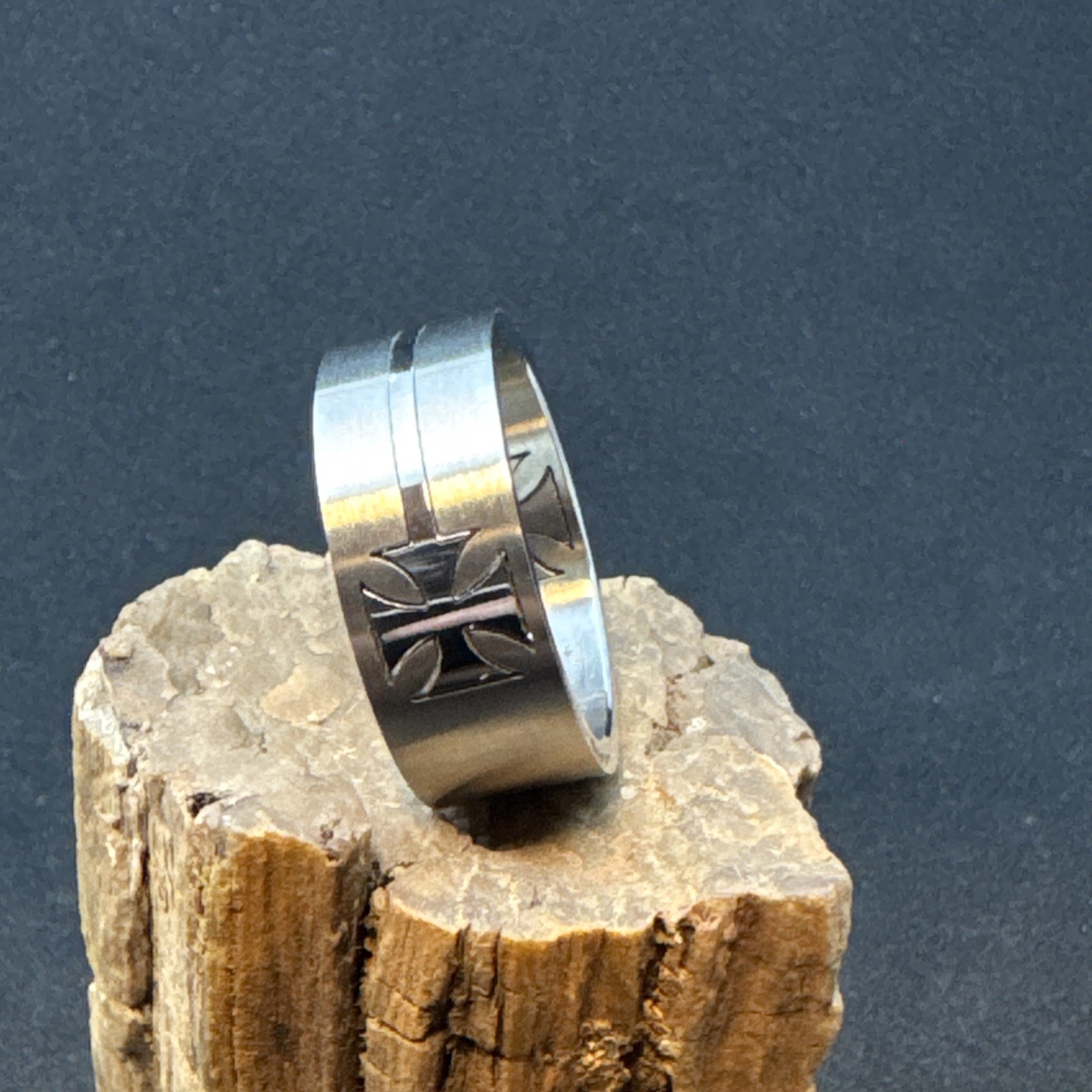Iron Cross Puzzle Ring Size 11 Stainless Steel 9mm Shiny and Matte Finish